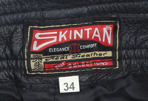Skintan Men's Black Leather Motorcycle Trousers 34
