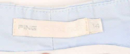 PING Women's Blue Chino Shorts Size 14 Cotton Twill