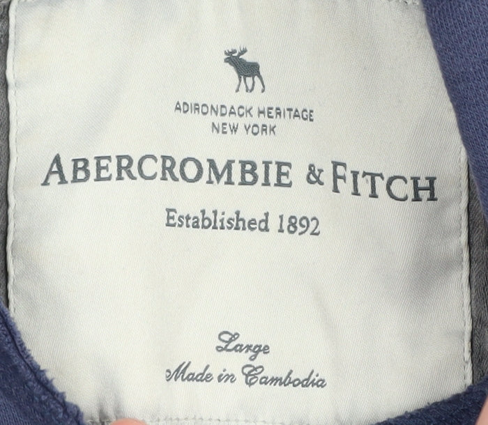 Abercrombie & Fitch Men's Blue Pullover Hoodie, Size L