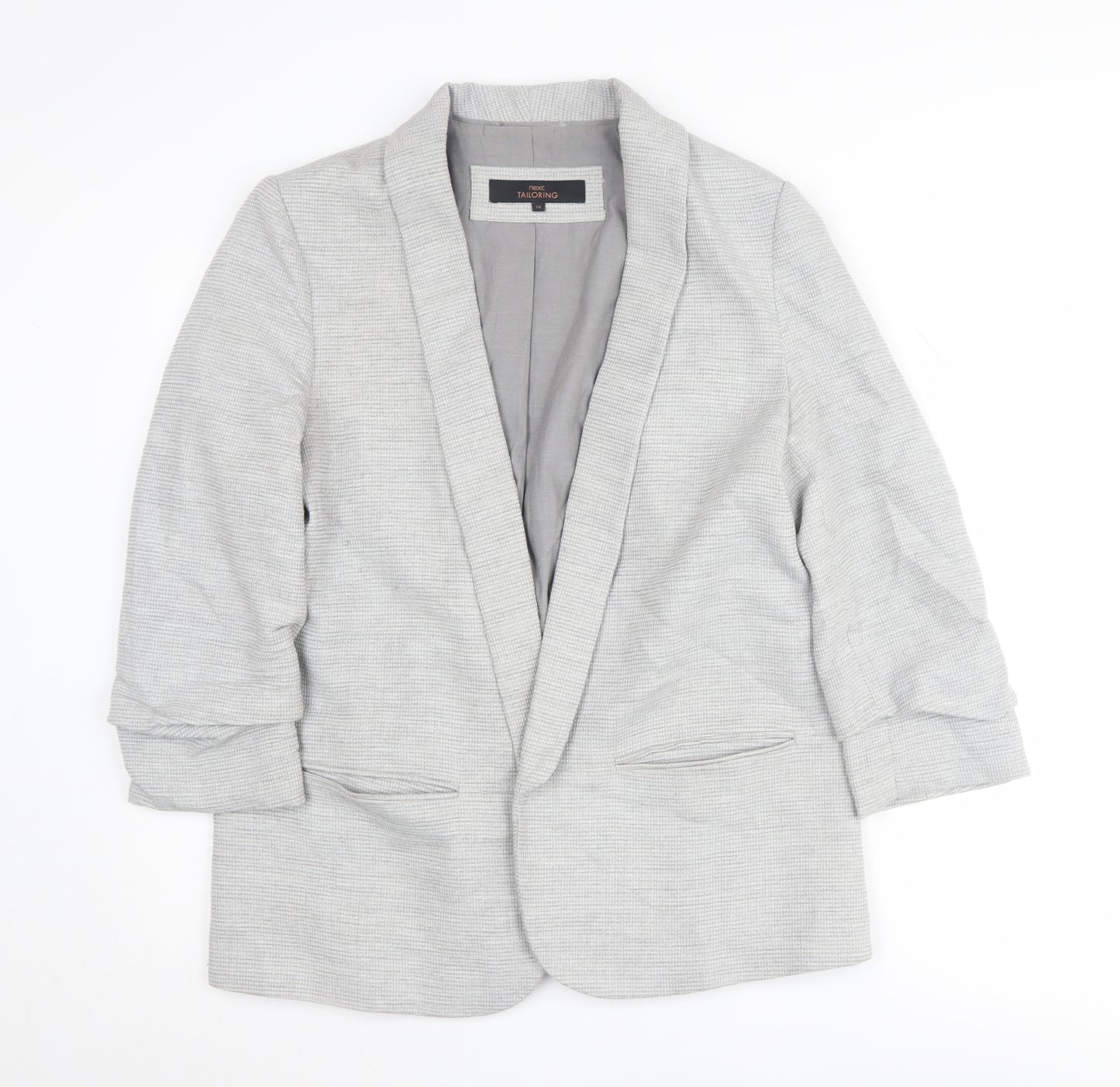 Next Women's Grey Blazer UK 16 Regular Check Business