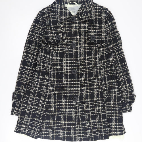 Marks and Spencer Women's Black Check Pea Coat Size 14
