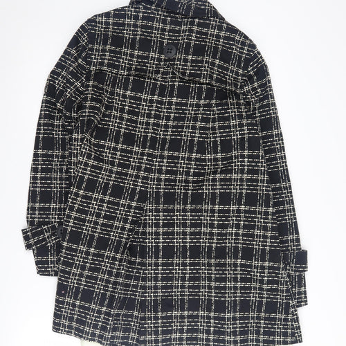 Marks and Spencer Women's Black Check Pea Coat Size 14