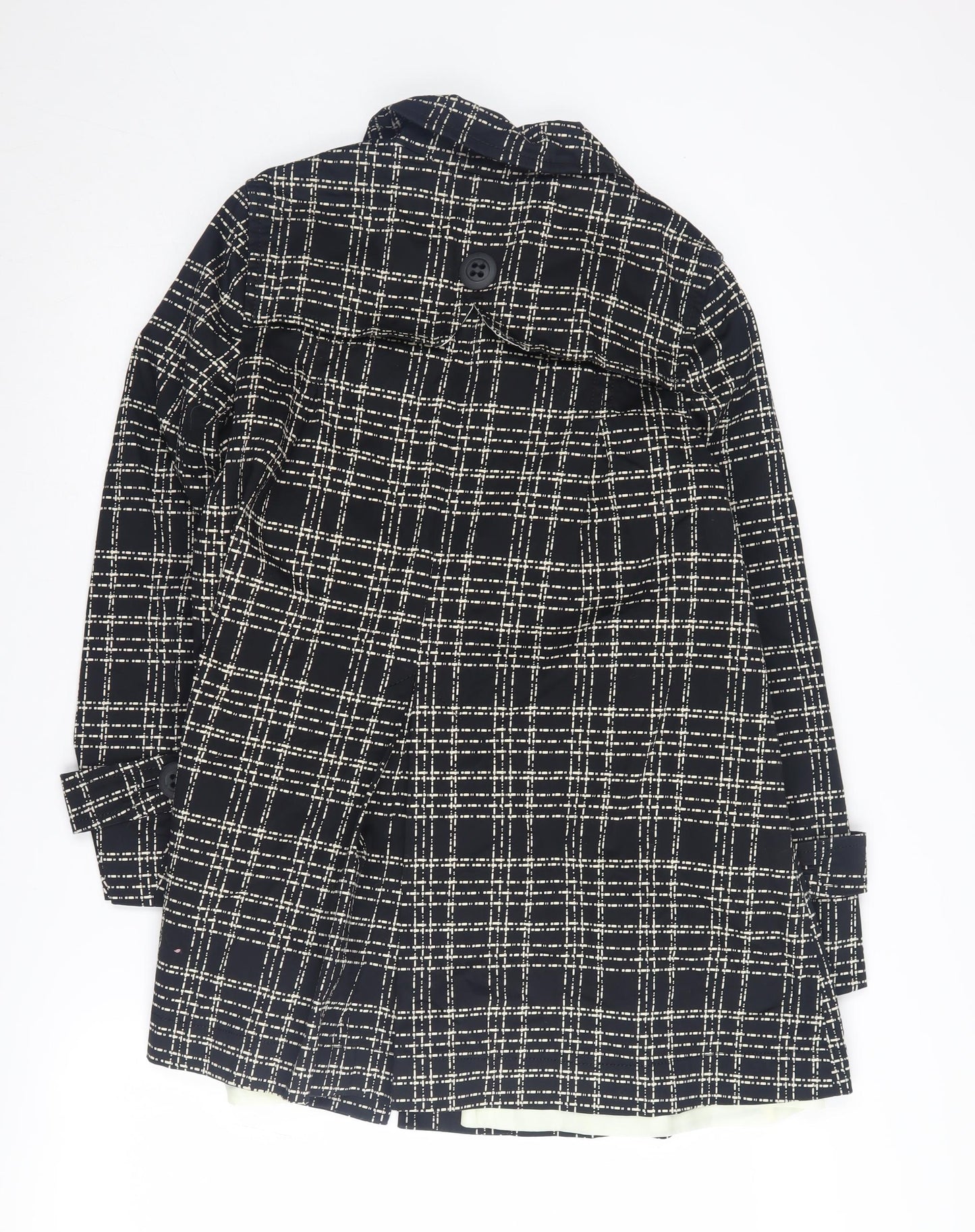 Marks and Spencer Women's Black Check Pea Coat Size 14