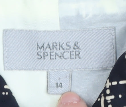 Marks and Spencer Women's Black Check Pea Coat Size 14