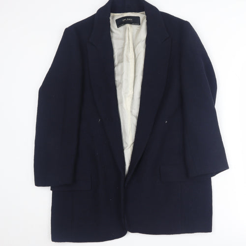 Zara Basic Women's Blue Blazer, Size M, Long Coat