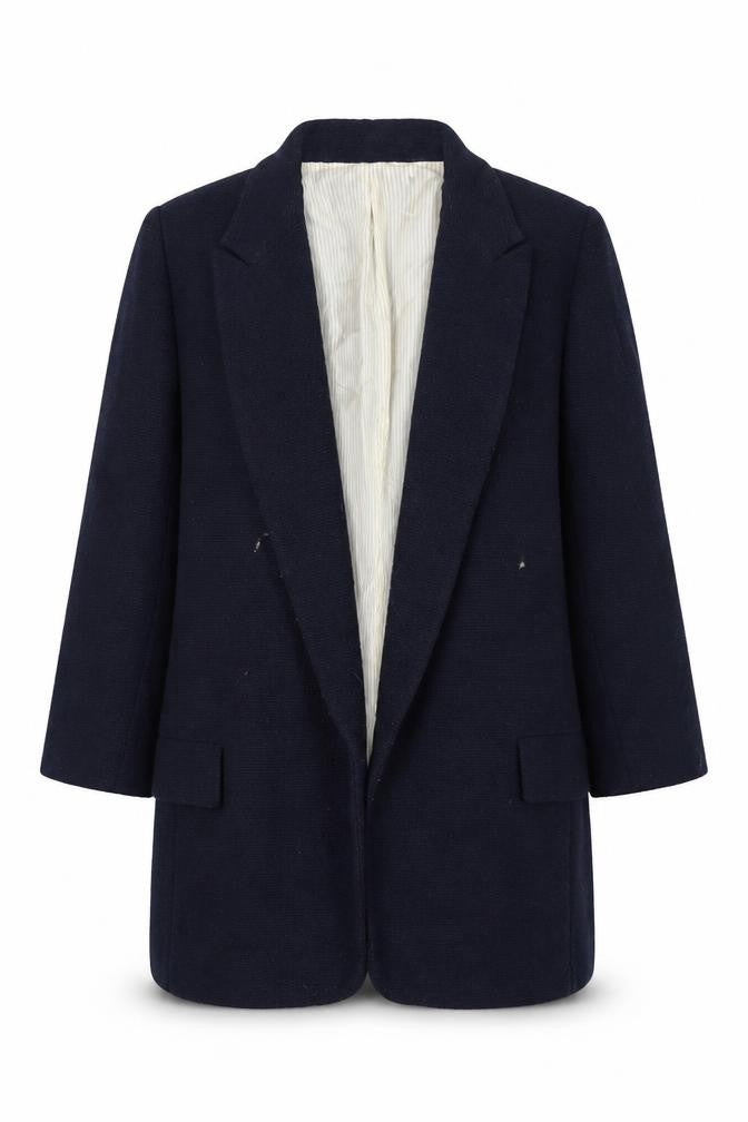 Front view of Zara Basic Women's Blue Blazer, size M, Long Coat