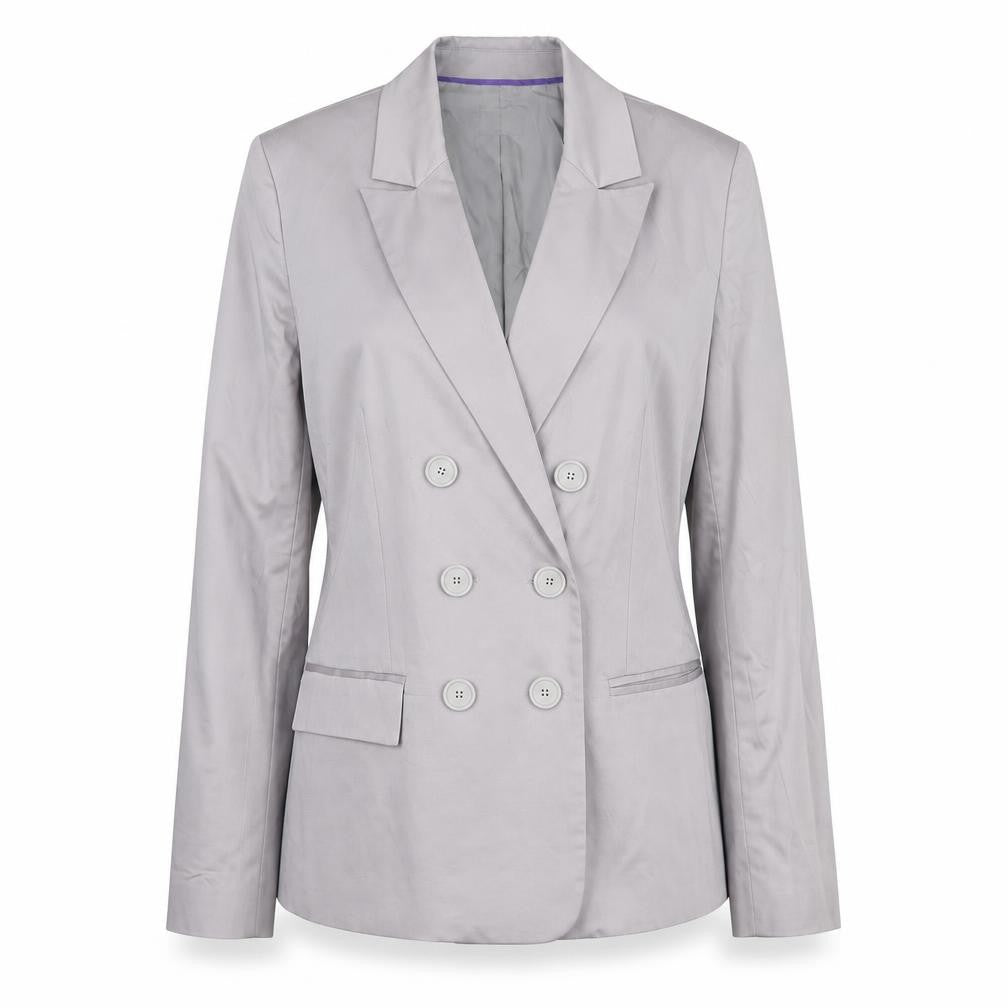 Front view of Oasis Women's Grey Blazer, size 12, Classic Fit Formal