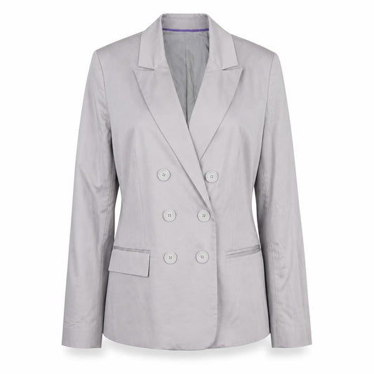 Front view of Oasis Women's Grey Blazer, size 12, Classic Fit Formal