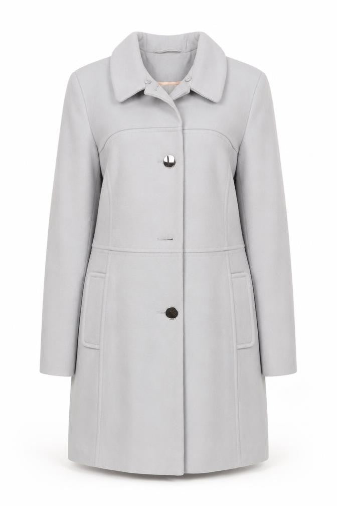 Front view of Oasis Women's Grey Overcoat, size L, - Autumn Winter