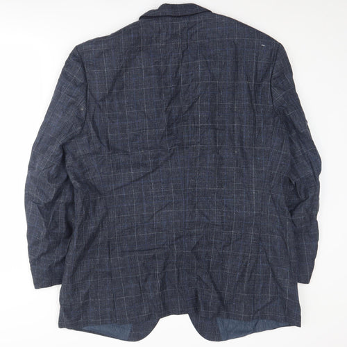 Hugo Boss Men's Blue Checked Blazer, Size 48R, Classic Style