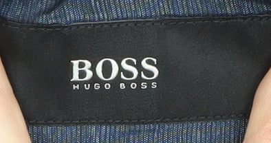 Hugo Boss Men's Blue Checked Blazer, Size 48R, Classic Style