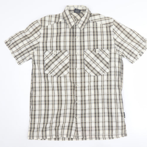 Trespass Men's Beige Plaid Short Sleeve Casual Shirt S
