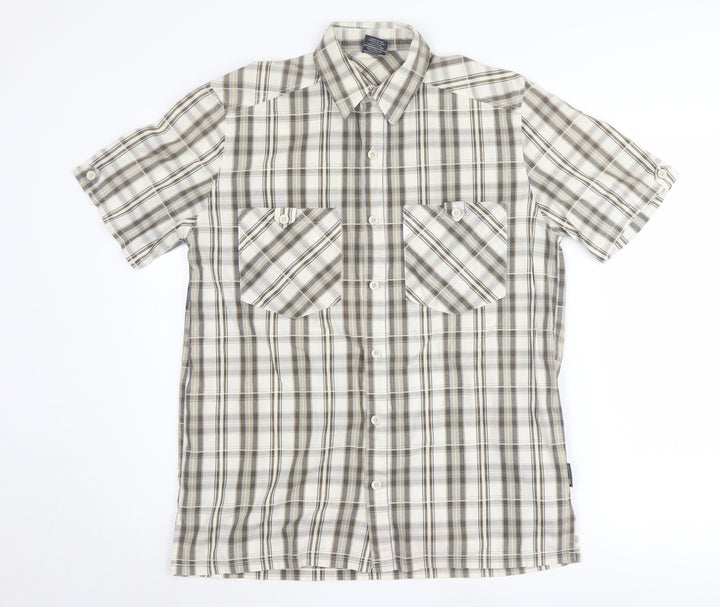 Trespass Men's Beige Plaid Short Sleeve Casual Shirt S