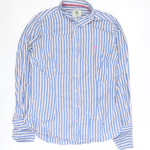 Crew Clothing Co. Women's Blue Striped Button-Up Shirt 12