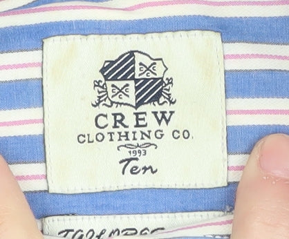 Crew Clothing Co. Women's Blue Striped Button-Up Shirt 12