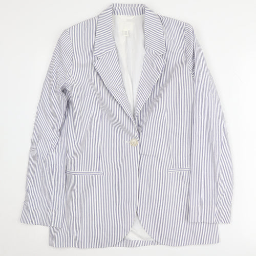 H&M Women's White Striped Cotton Blazer XS