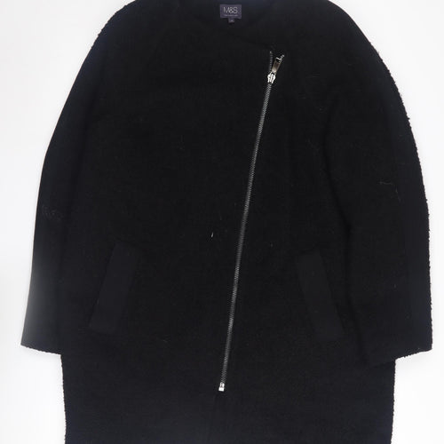 Marks and Spencer Women's Black Overcoat, Size 14, Wool Blend