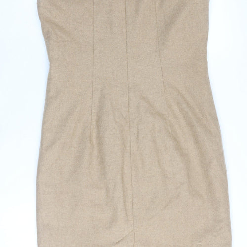 Next Women Beige Sheath Dress Size 12 V-Neck Business