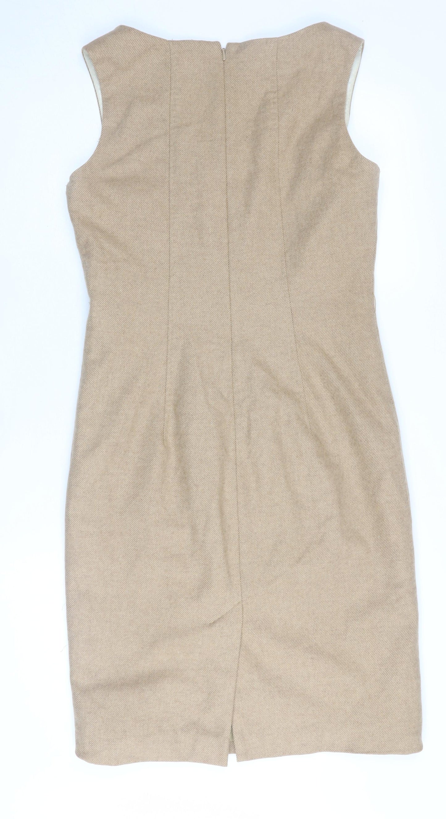 Next Women Beige Sheath Dress Size 12 V-Neck Business