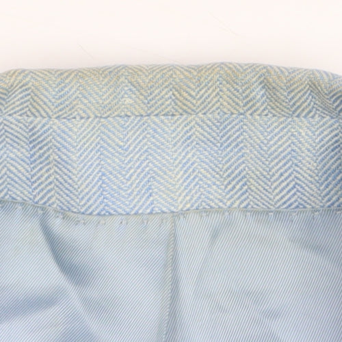Sand Men's Blue Linen Blazer, Size 40, Herringbone