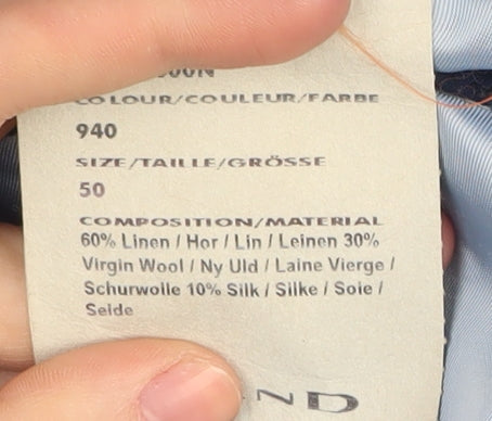 Sand Men's Blue Linen Blazer, Size 40, Herringbone