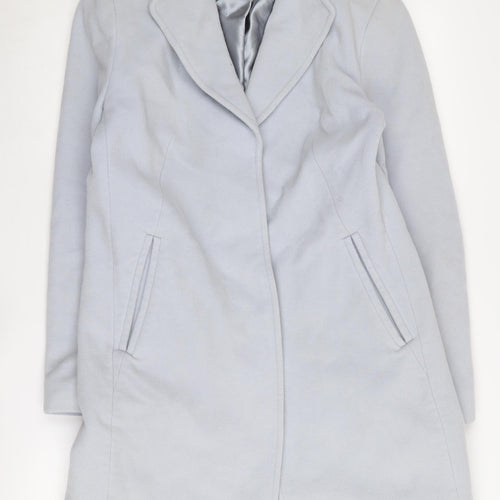 Marks and Spencer Women's Blue Long Coat - Size 10