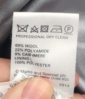 Marks and Spencer Women's Blue Long Coat - Size 10