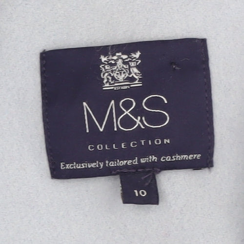 Marks and Spencer Women's Blue Long Coat - Size 10