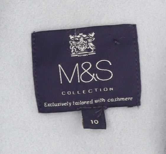 Marks and Spencer Women's Blue Long Coat - Size 10