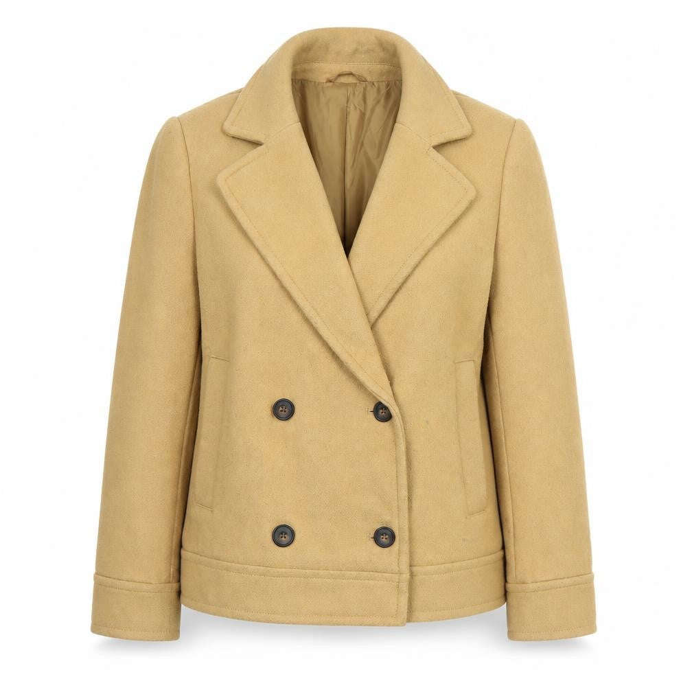 Front view of Marks & Spencer Women's Beige Pea Coat, size 12