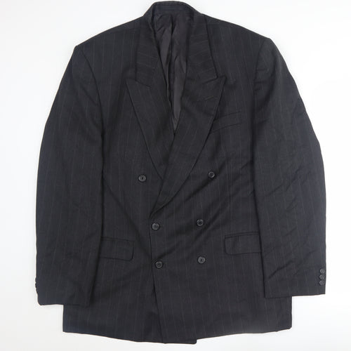 Burtons Men's Black Striped Wool Blazer Jacket 44L