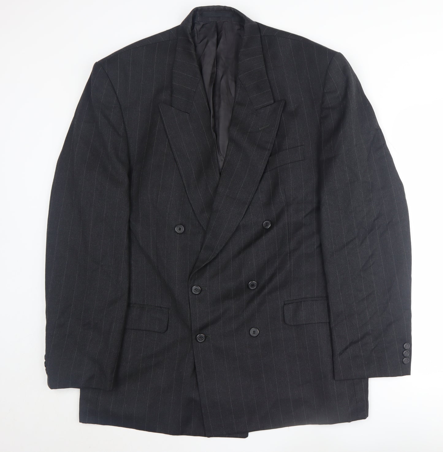 Burtons Men's Black Striped Wool Blazer Jacket 44L