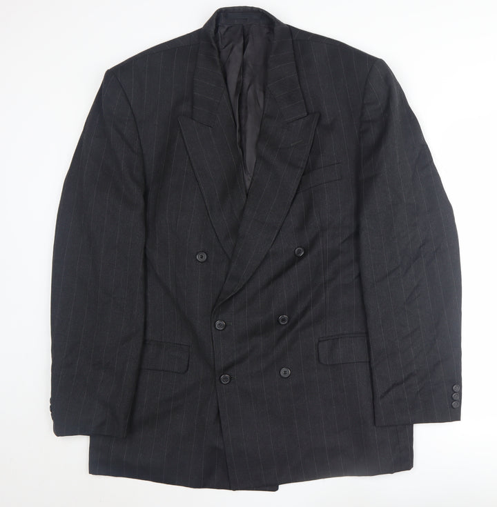 Burtons Men's Black Striped Wool Blazer Jacket 44L