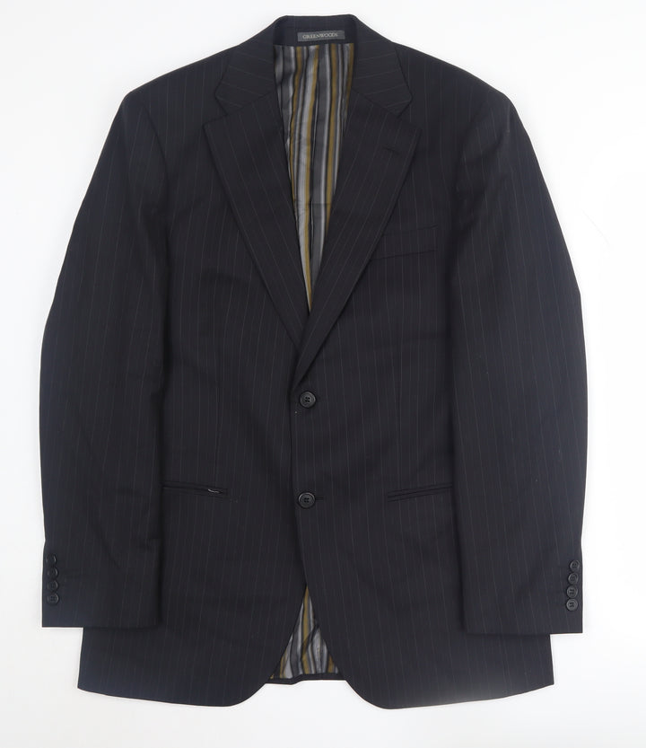 Greenwoods Elite Men's Black Striped Suit Jacket 38R