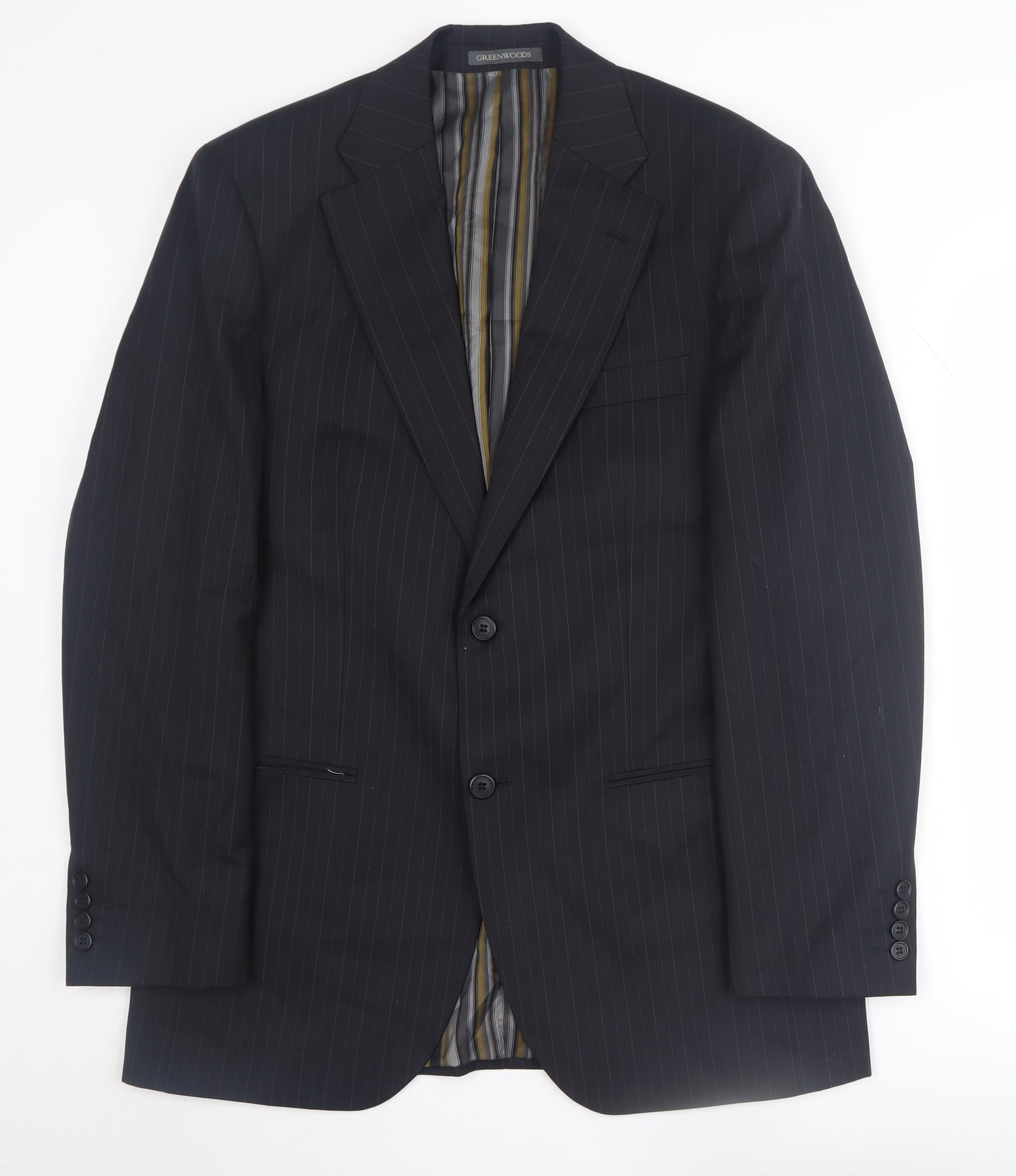 Greenwoods Elite Men's Black Striped Suit Jacket 38R