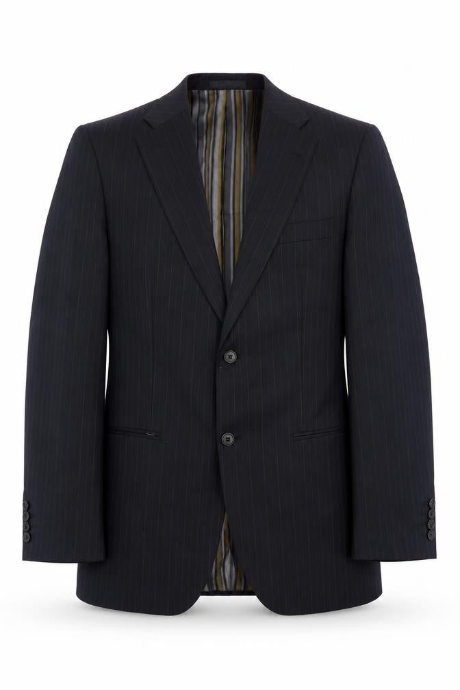 Front view of Greenwoods Elite Men's Black Striped Suit Jacket 38R