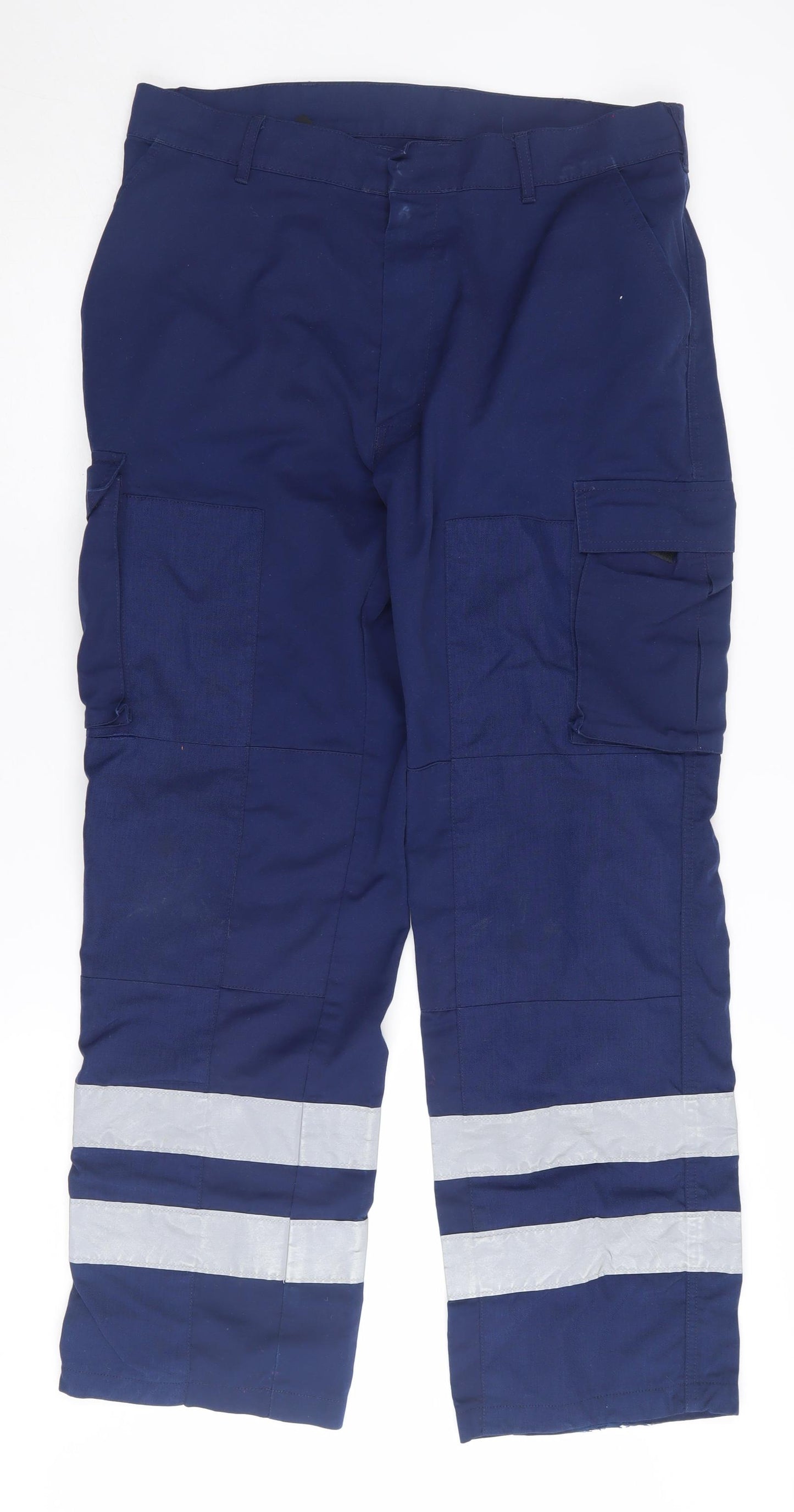 Trojan Blue Cargo Trousers, Men's L, Reflective Workwear