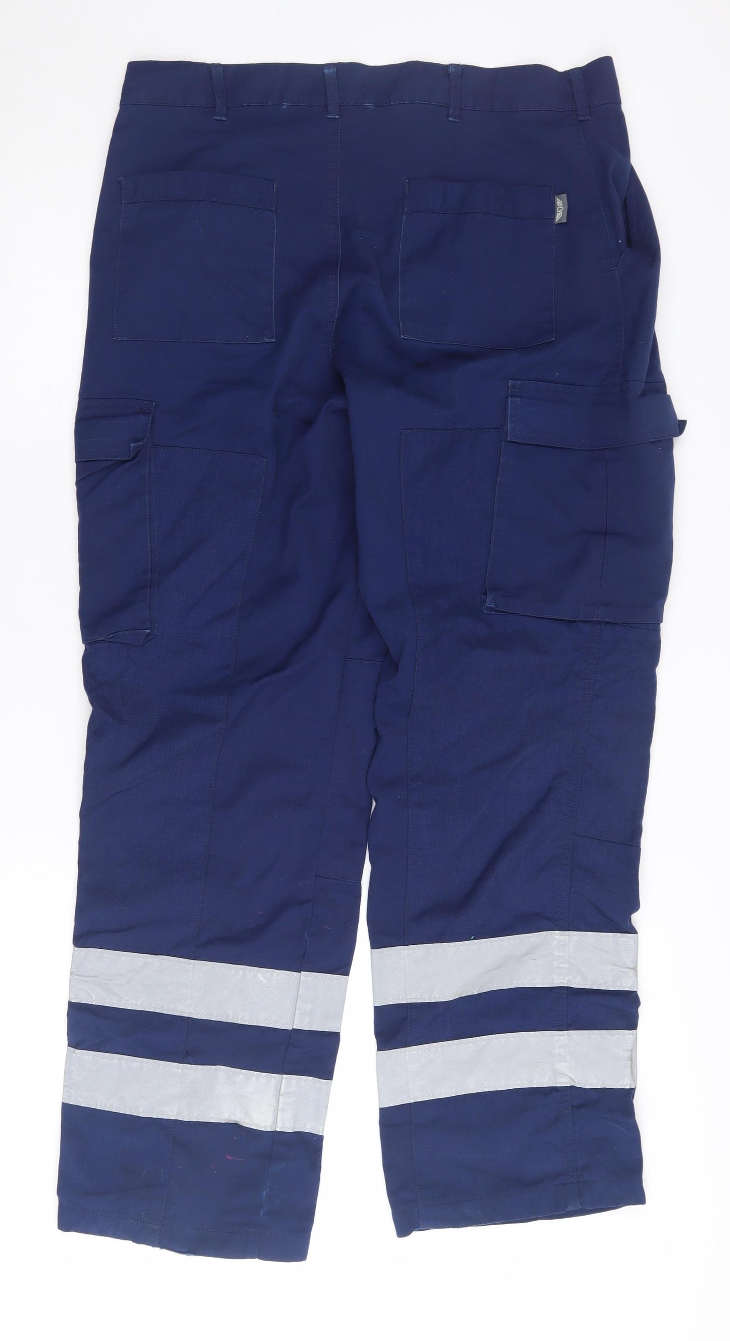 Trojan Blue Cargo Trousers, Men's L, Reflective Workwear