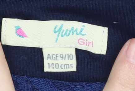 Yumi Girls Blue Pink A-Line Chevron Dress 9-10 Years