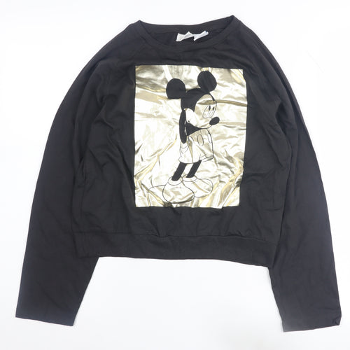 Zara Girls Black Long Sleeve Disney Mickey Mouse Pullover - Size 10