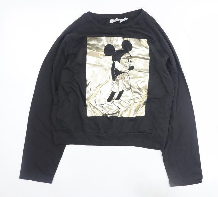 Zara Girls Black Long Sleeve Disney Mickey Mouse Pullover - Size 10