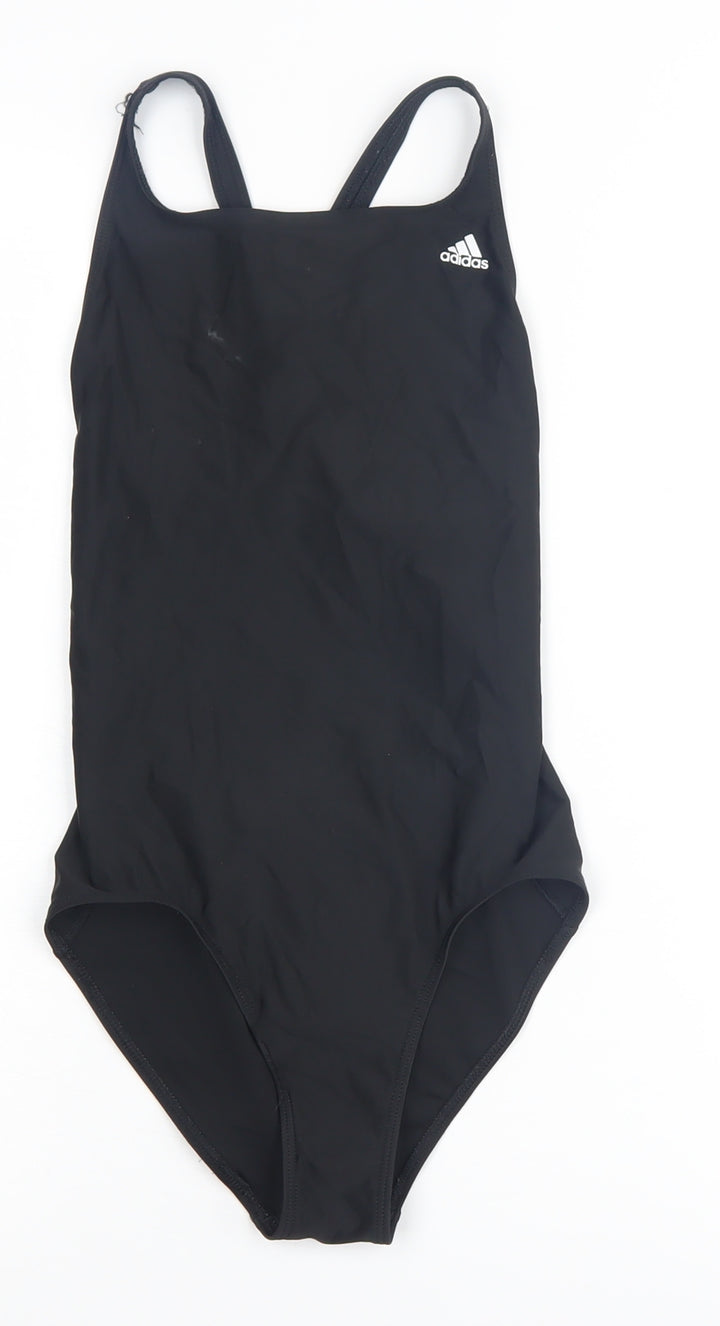 Adidas Girls Black One Piece Swimsuit 13-14Y Athletic