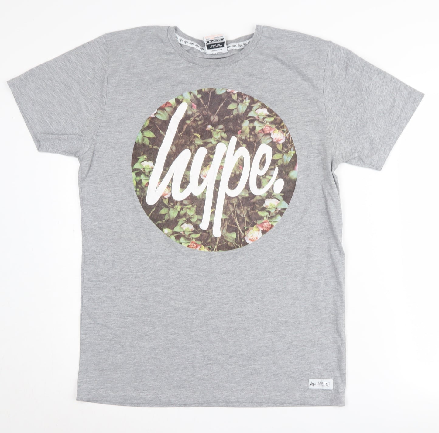 Hype Men's Grey Floral Graphic T-Shirt, Size L