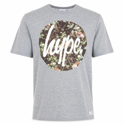 Hype Men's Grey Floral Graphic T-Shirt, Size L