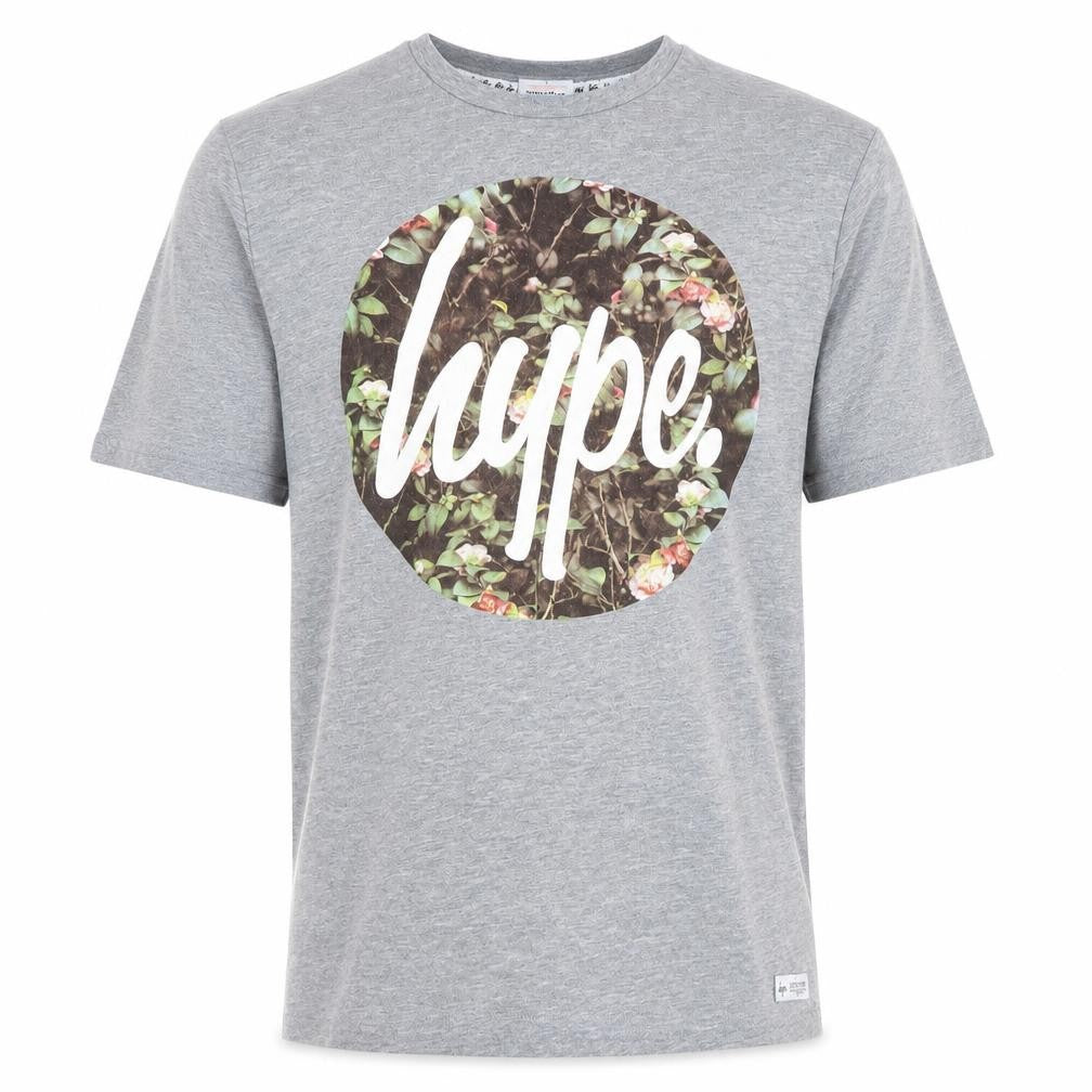 Hype Men's Grey Floral Graphic T-Shirt, Size L