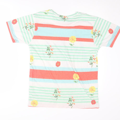 Hype Women's Multicoloured Floral Striped T-Shirt M