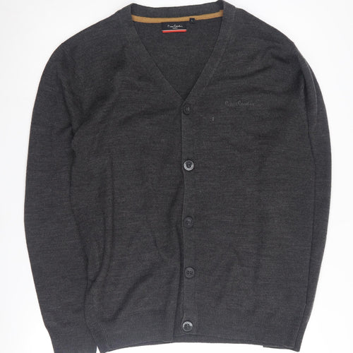 Pierre Cardin Grey Cardigan L Unisex V-Neck Acrylic