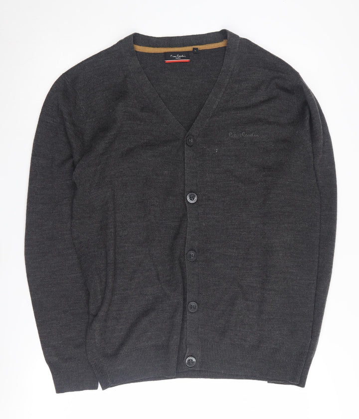 Pierre Cardin Grey Cardigan L Unisex V-Neck Acrylic