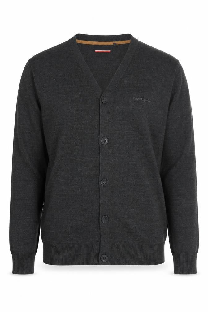 Pierre Cardin Grey Cardigan L Unisex V-Neck Acrylic