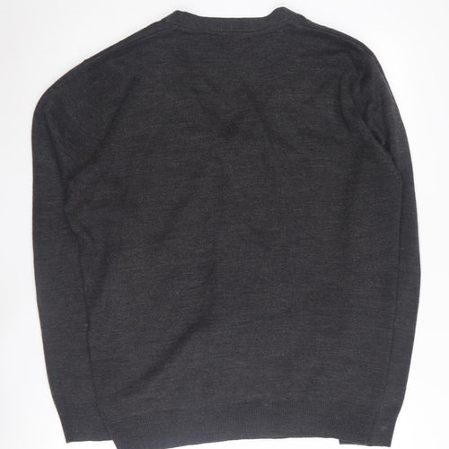Pierre Cardin Grey Cardigan L Unisex V-Neck Acrylic